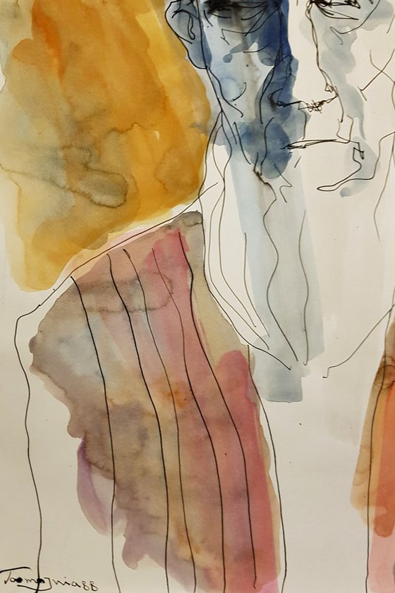 Men of my Tribe (2), Watercolor on Paper, 35 x 50 cm