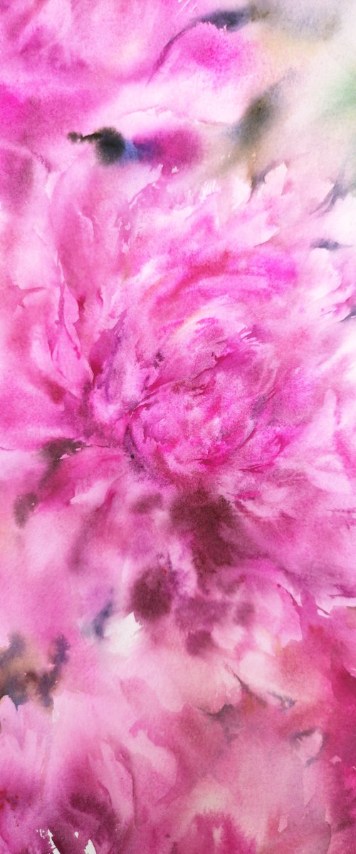 Peony flowers painting by Olga Grigo