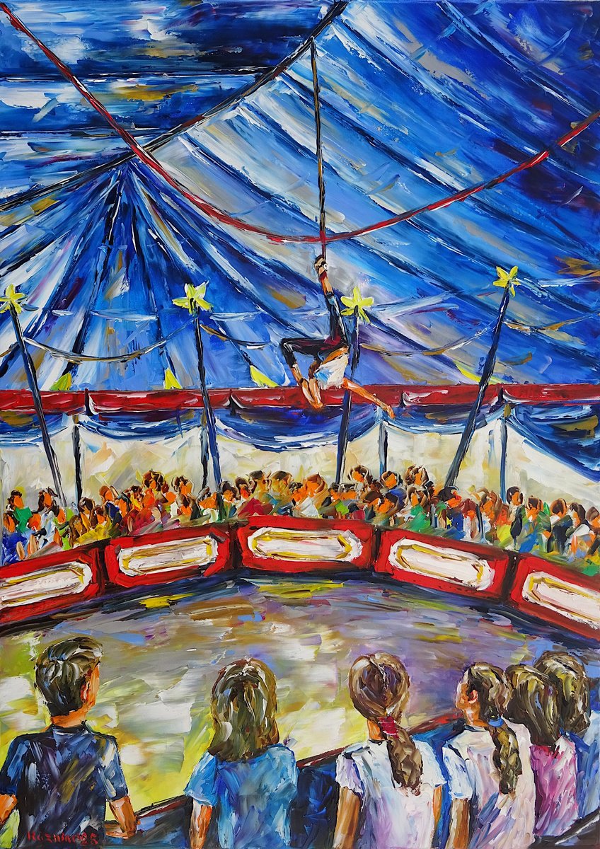 Expressive Oil Painting , Circus By Mirek Kuzniar, 20 X 28, Artwork For Sale On Artfinder