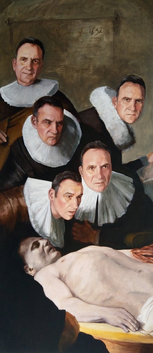 Photorealistic Portrait Oil Painting By Sebastian Beianu, 31 X 71", Reinterpretation After Rembrandt, Original Artwork