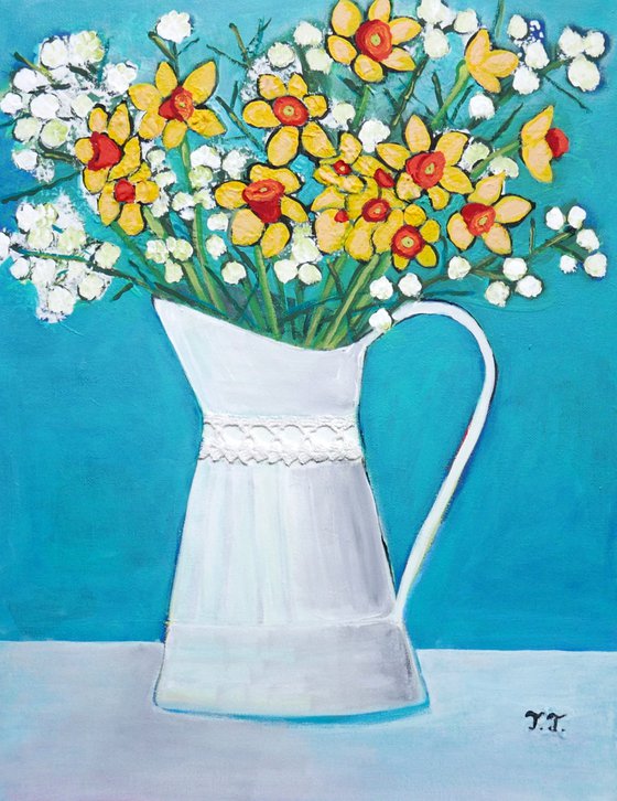 Spring Flowers in a Vintage Vase