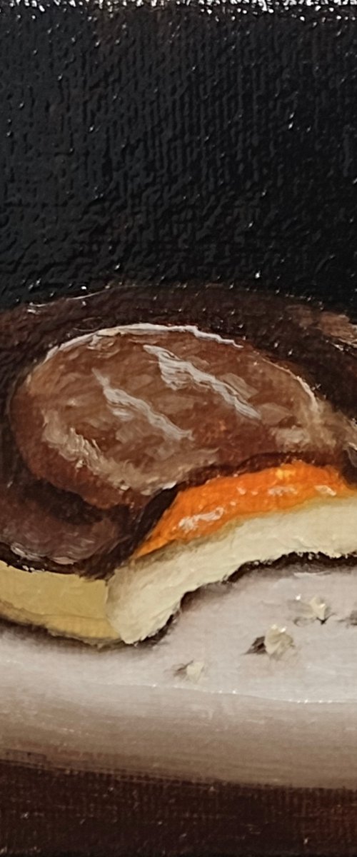 Little Jaffa Cake still life by Jane Palmer Art
