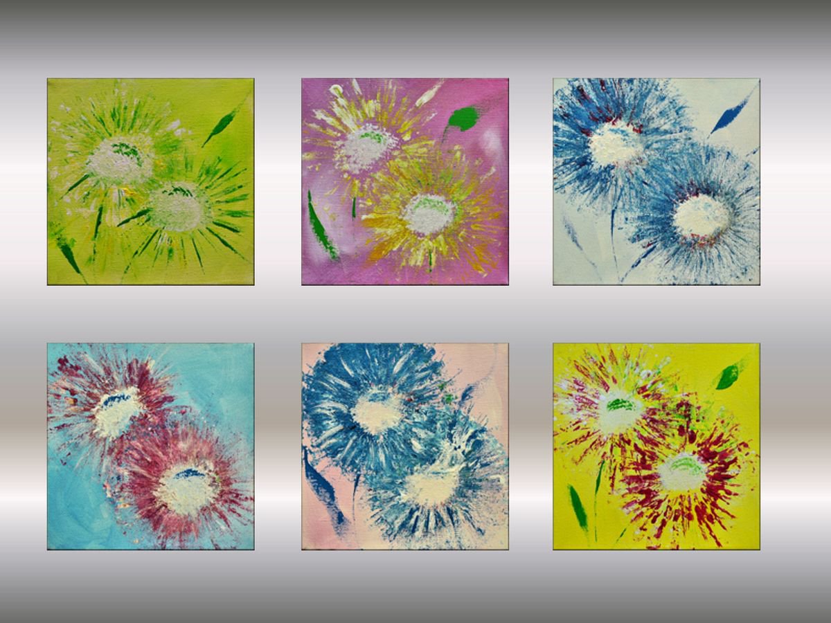 Pusteblumen - abstract- flower painting -painting- acrylic- canvas art- wall art by Edelgard Schroer