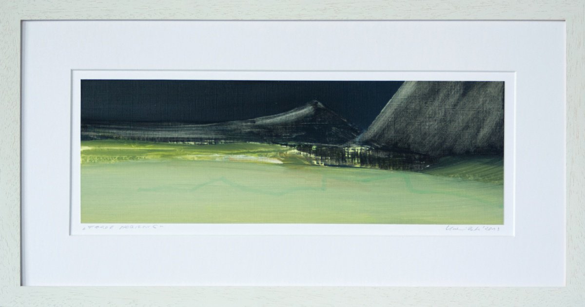 Organic Landscape Oil Painting By Katrin Roth, 17 X 9", Faroe Horizon 5, Original Artwork