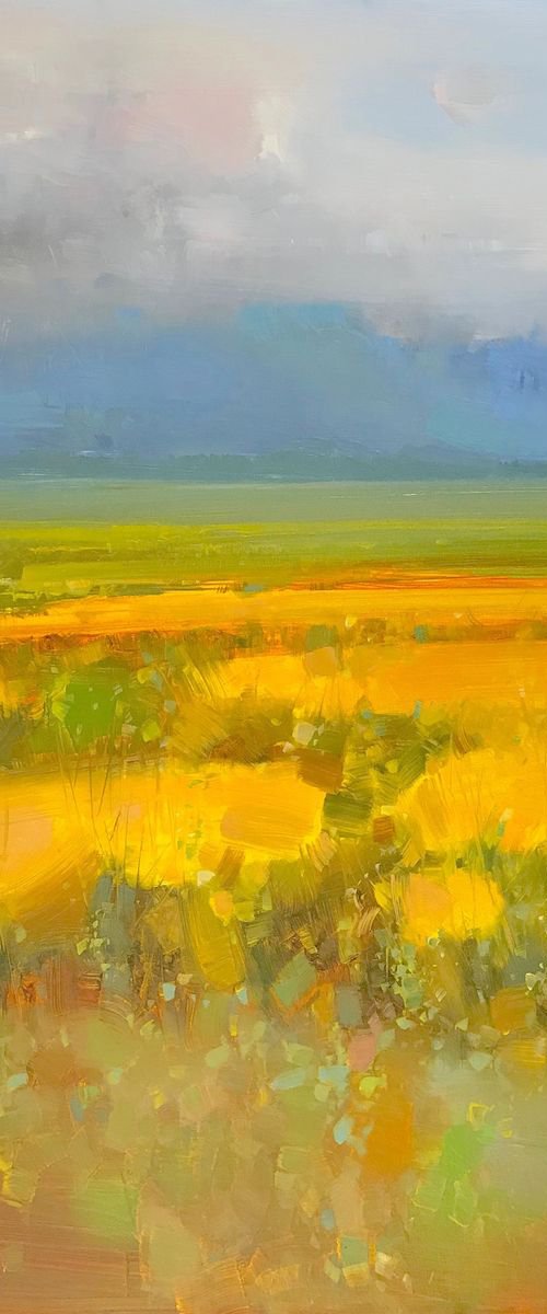 Valley, Landscape oil painting, One of a kind, Signed, Handmade artwork by Vahe Yeremyan