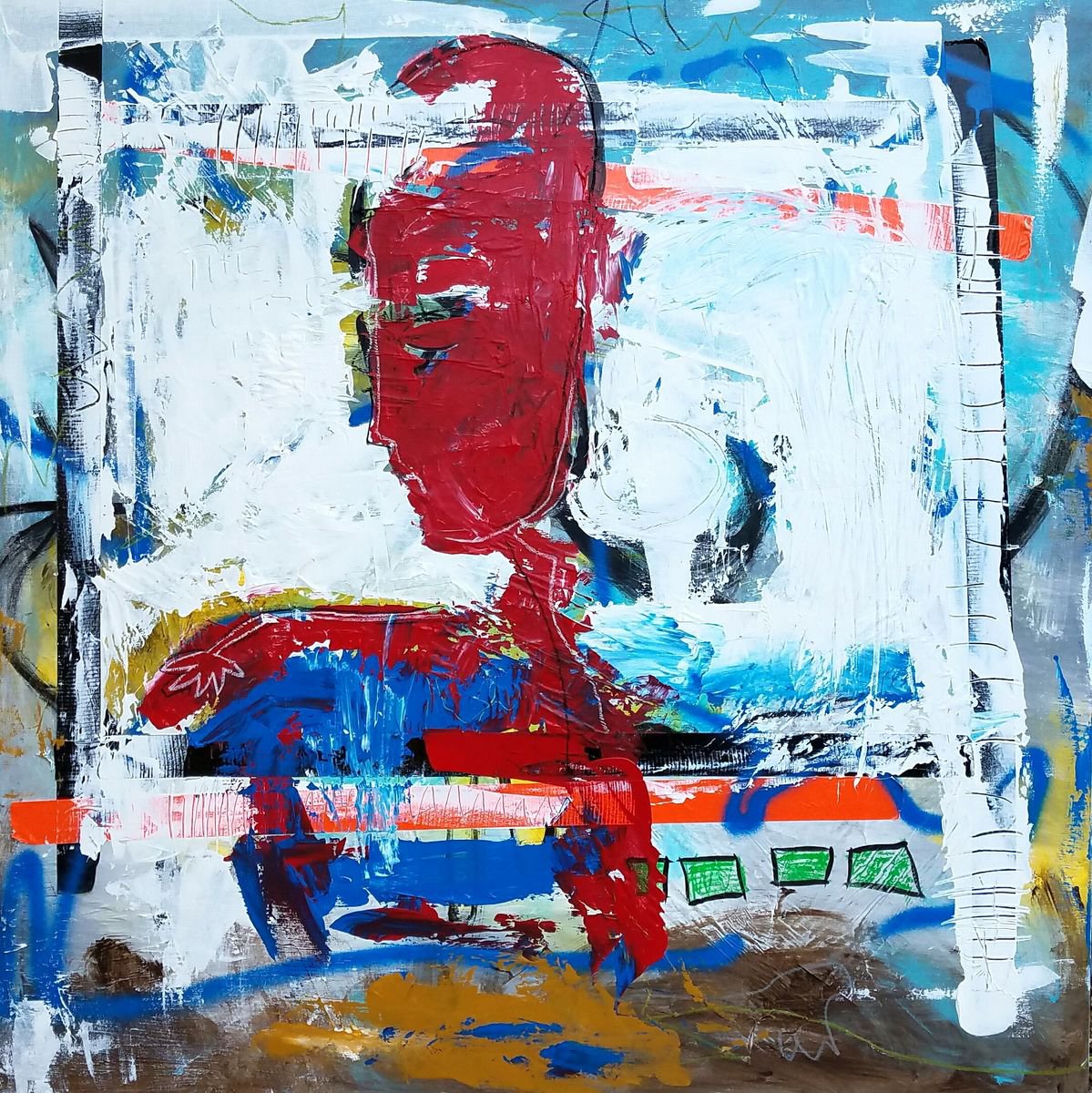 George Laments The Flattening Of His Blue Balloon By Jake Nordstrum, 48 X 48, Artwork For Sale On Artfinder