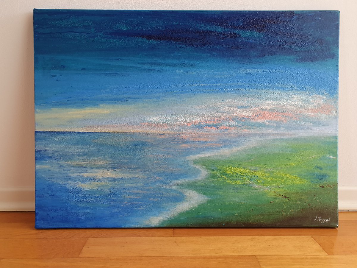 Abstract Landscape Acrylic Painting By Silvija Horvat, 28 X 20", Emerged Ii, Original Artwork