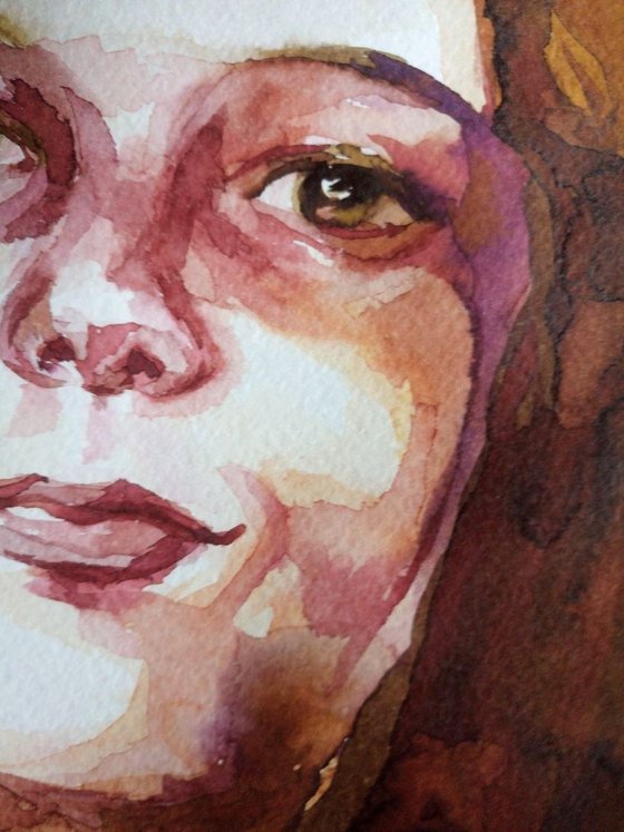 SAY! - GIRL PORTRAIT - ORIGINAL WATERCOLOR PAINTING.