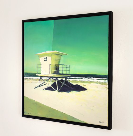 Beach Lifeguard Tower # 23 30x30 inch 76x76cm by Bo Kravchenko