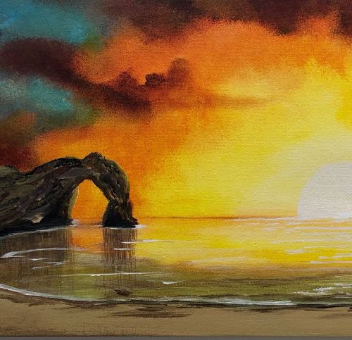 Durdle Door Sunrise Textured by Marja Brown