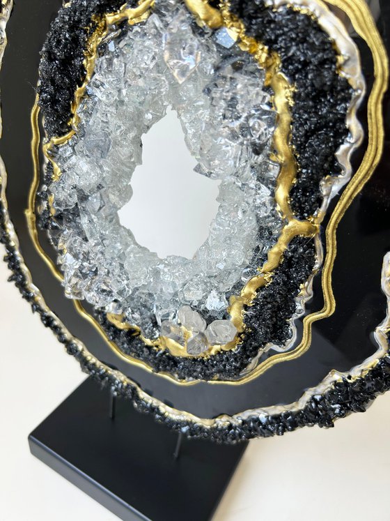 Geode Slice  Black & Gold