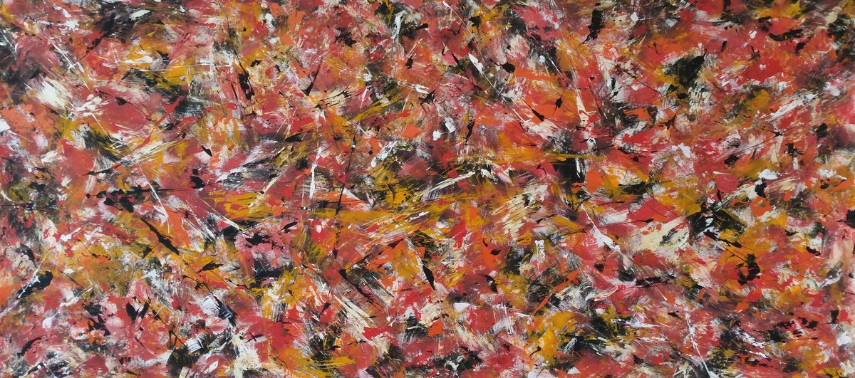 Organic Abstract Acrylic Painting By Max Yaskin, 83 X 39", Leaf Fall By M.y., Original Artwork