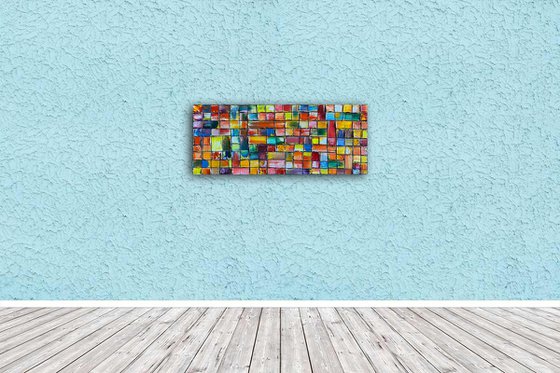 "Taste The Rainbow" - Original PMS Oil Painting On Reclaimed Wood - 28 x 12 inches