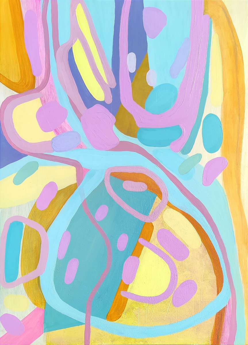 Organic Abstract Oil Painting By Chrissy Guest, 20 X 28, Summer Liaison, Original Artwork