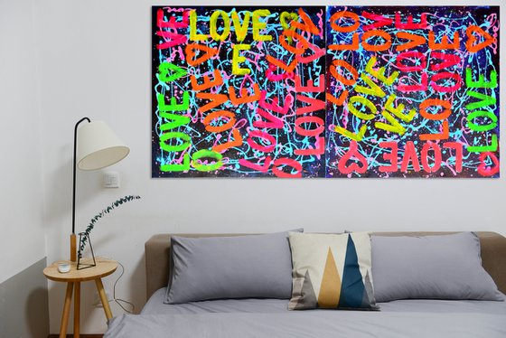 First Love1- Diptych Pop art