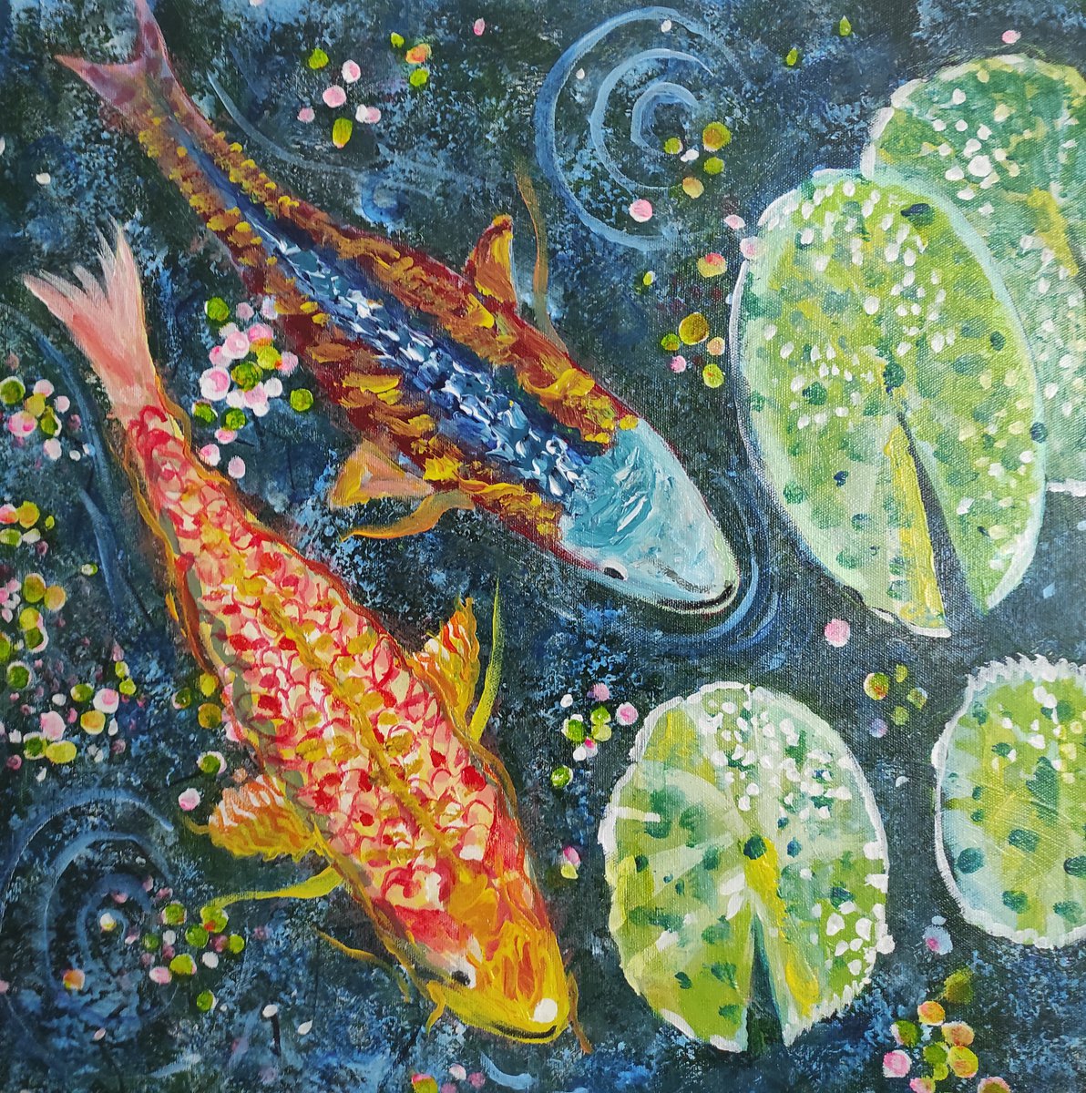 colorful fishes among water lilies by G.P Alpgiray