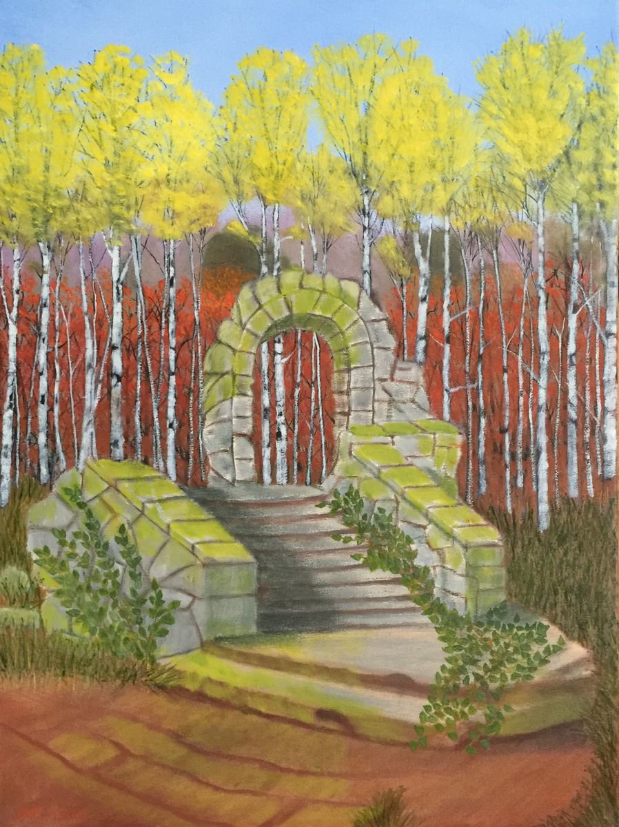 Impressionistic Cityscapes Oil Painting By Leslie Dannenberg, 18 X 24", Mossy Ruin, Original Artwork