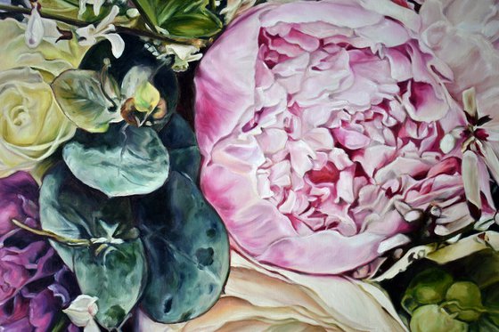 Original oil painting with flowers realism "Desire" 90 * 60 cm