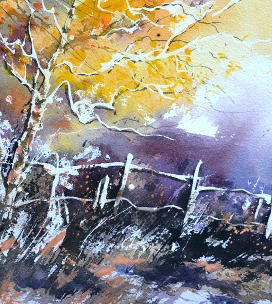 Autumnal landscape watercolor