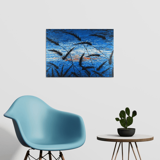 Blue Sunset In The Grass