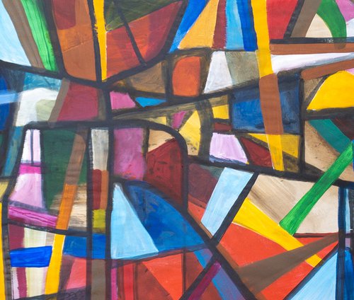 Untitled Abstract ink acrylic painting on paper by Ulugbek Doschanov