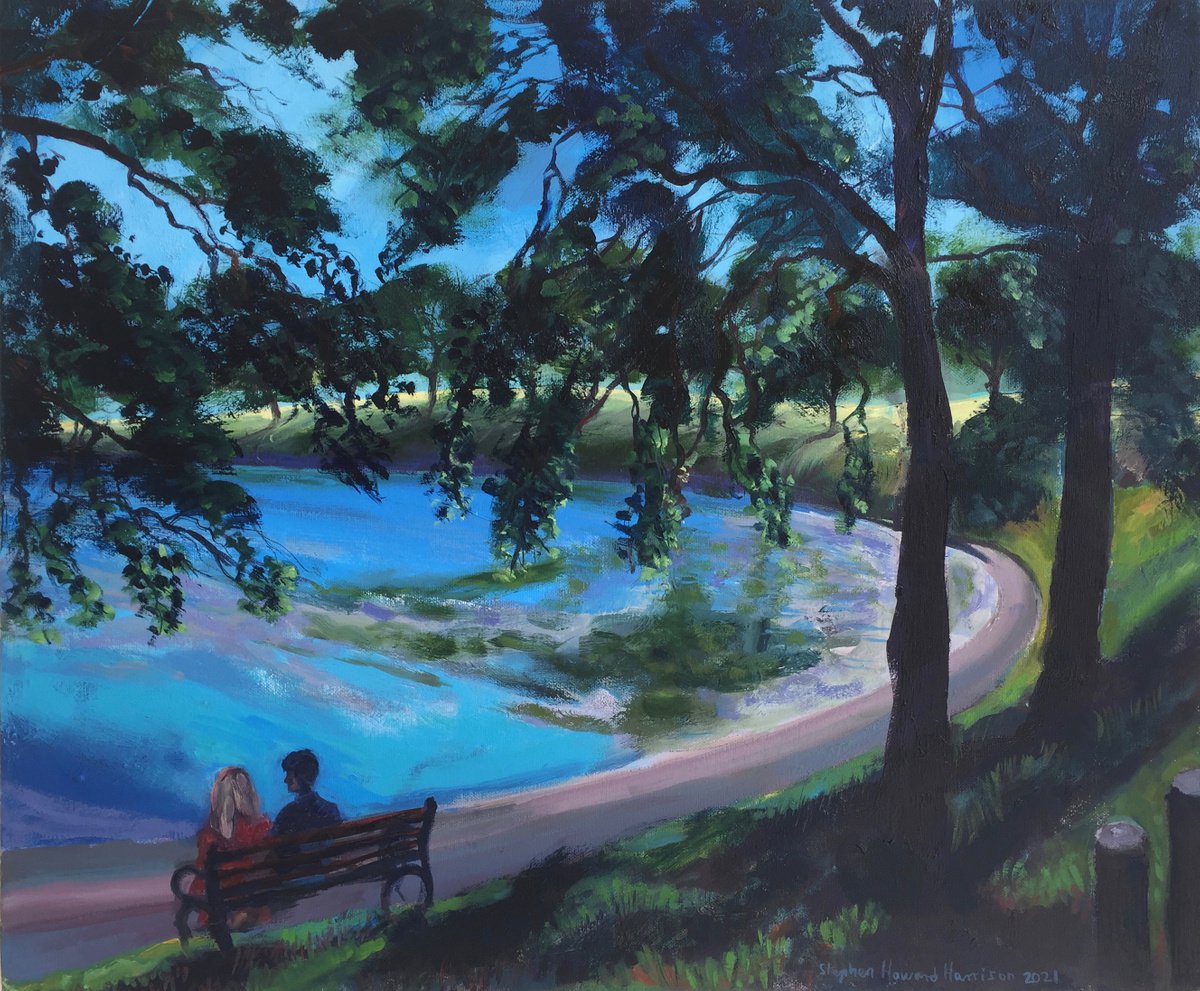 Impressionistic Landscape Oil Painting By Stephen Howard Harrison, 24 X 20", Inverleith Park, Edinburgh