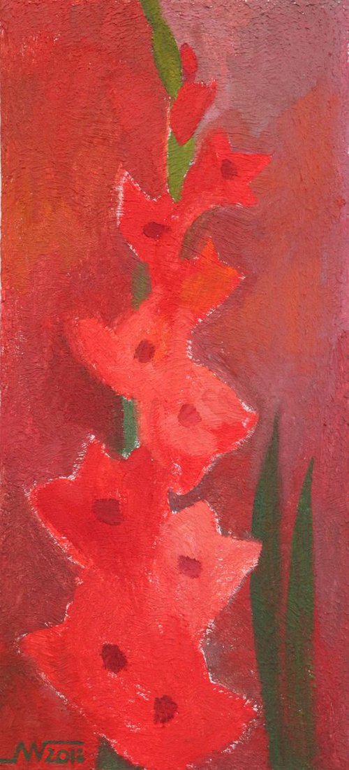 Red gladiolus by Marina Gorkaeva