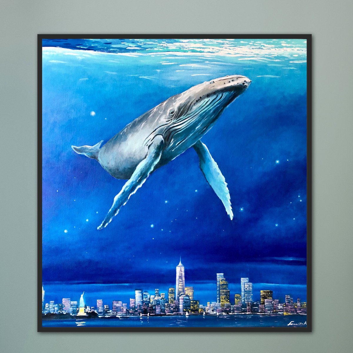 Whale over NY by Volodymyr Smoliak