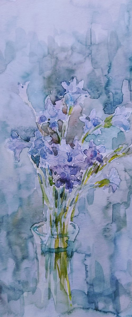 Bouquet of bluebells. Original watercolour painting. by Elena Klyan