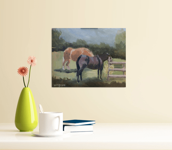 Suffolk horses oil painting