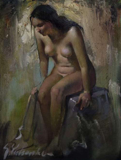 Nude in greenish light by Sergei Yatsenko