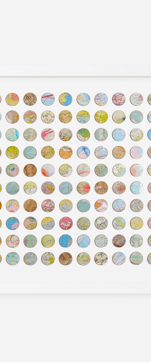 100 map dots original framed artwork by Amelia Coward