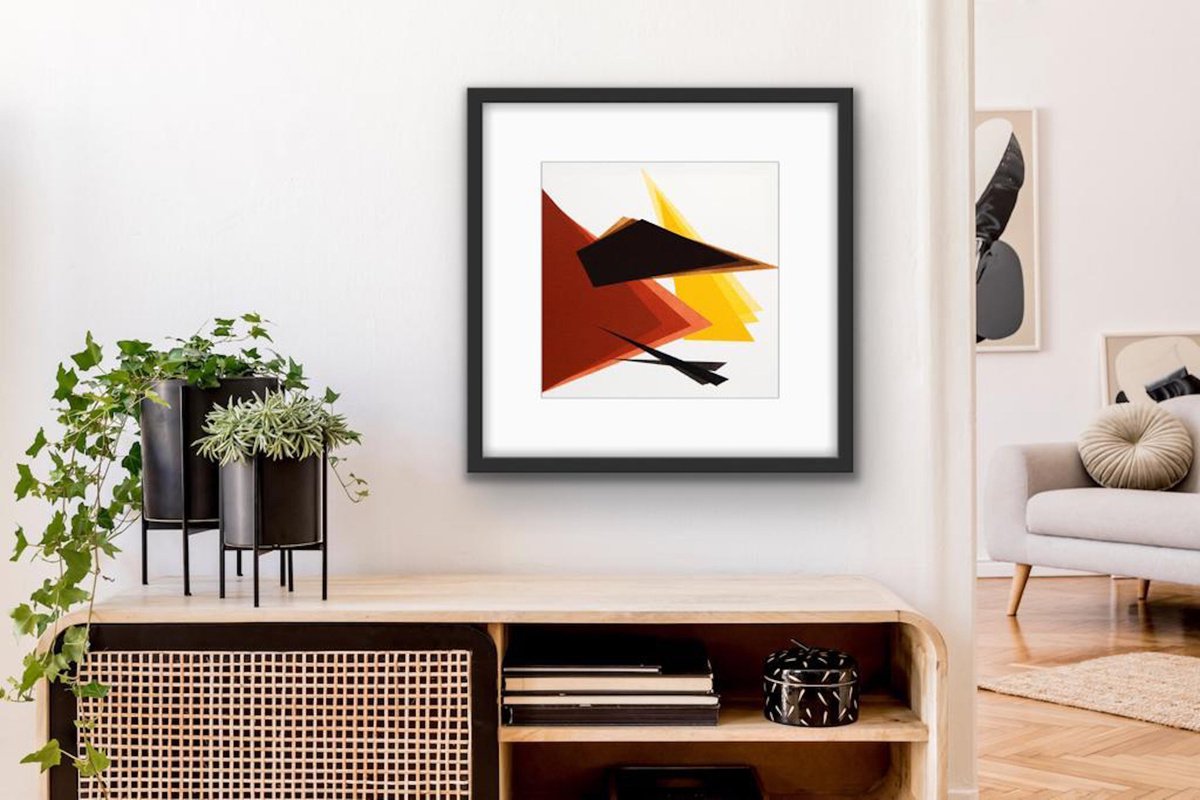 Geometric Abstract Acrylic Painting By Catia Goffinet, 12 X 12, Geometric Three Colors 2, Original Artwork