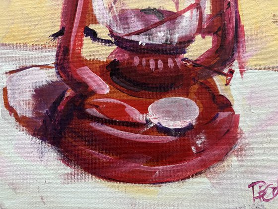 The Red Oil Lamp Still Life