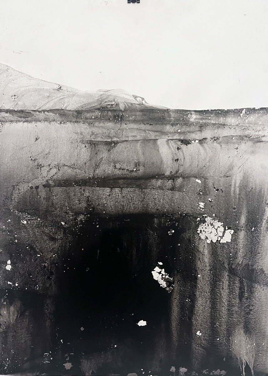 Abstract Landscape Charcoal Drawing By Marilina Marchica, 22 X 30", Landscape Bw, Original Artwork