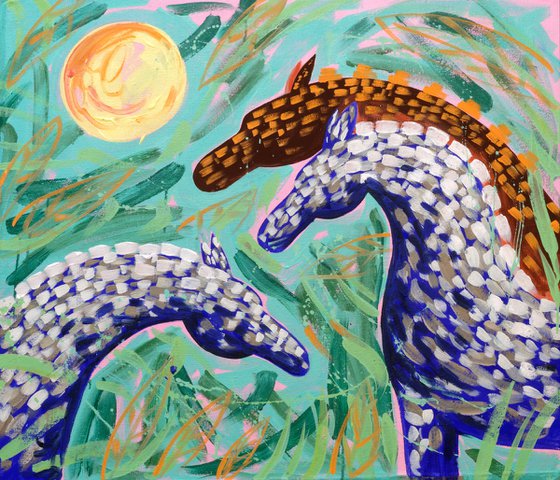 Two abstract horses