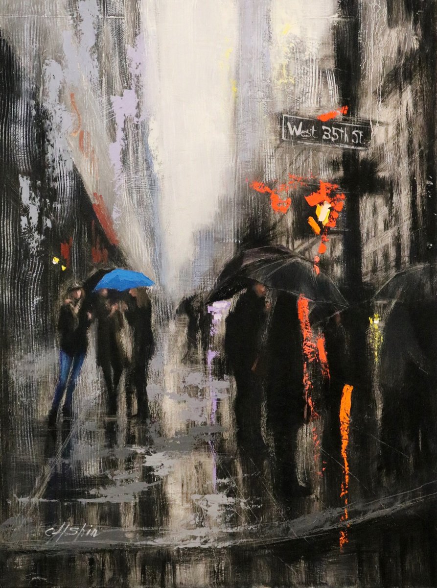 Dark Rainy Day in Fifth Avenue by Chin H Shin