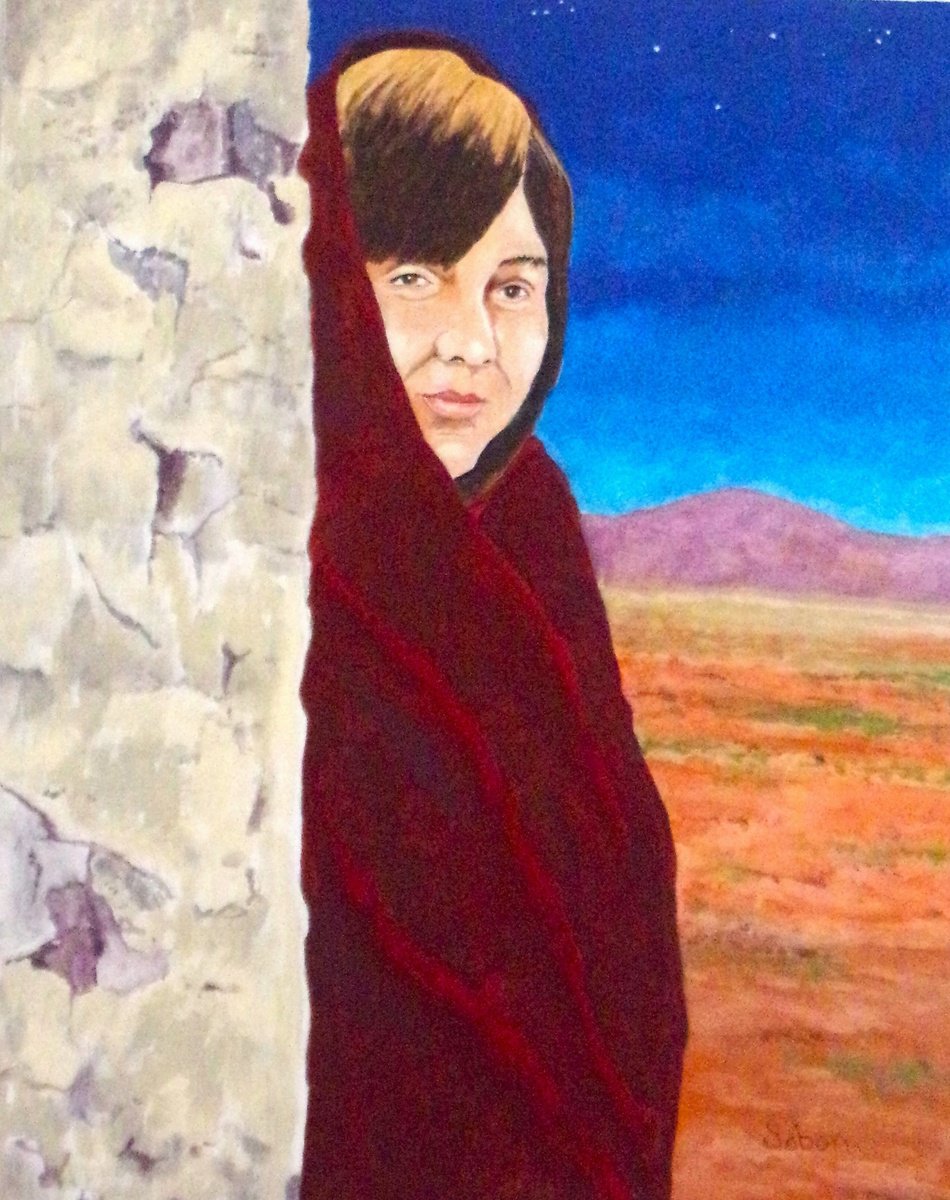 Impressionistic Portrait Acrylic Painting By Andrew Sabori, 16 X 20, Mexican Girl, Original Artwork