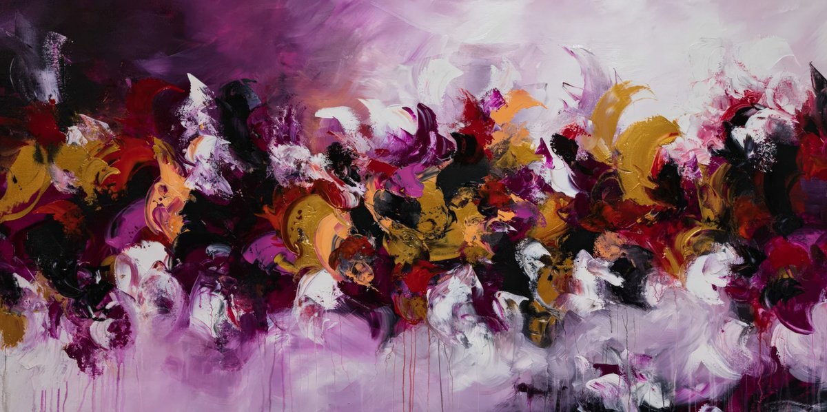 Abstract Acrylic Painting By Art By Catalin, 59 X 30, Love Drops 44, Original Artwork