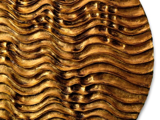 Round Erosion #07/10 | Aged Gold Wall Sculpture