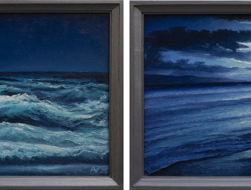 Diptych "NIGHT SEA" by Oleksii Vylusk
