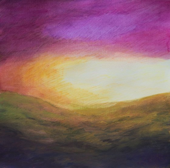 Autumn purple sky - landscape abstract