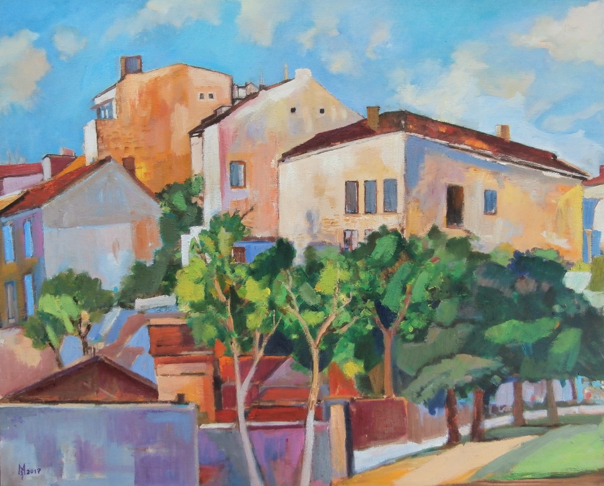 Impressionistic Cityscapes Oil Painting By Zoran Mihajlovic Muza, 24 X 20", Cityscape, Original Artwork