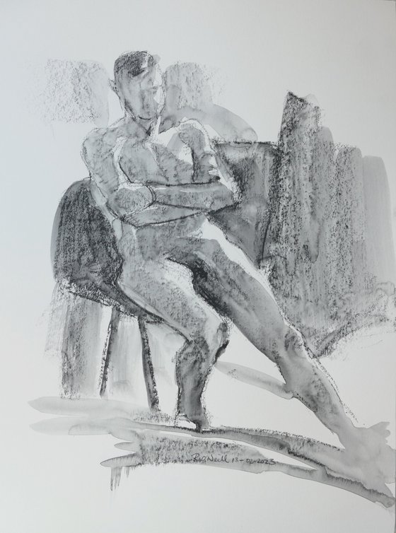 Seated male nude