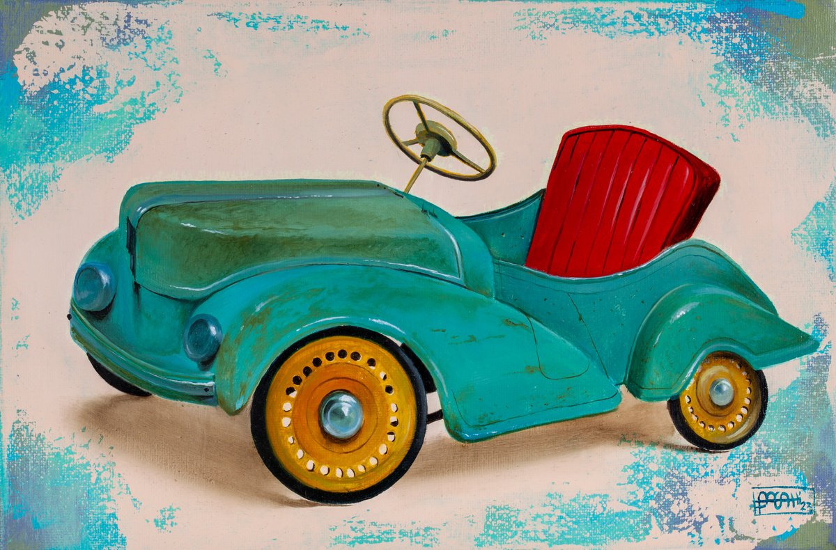 Photorealistic Still Life Oil Painting By Nicoletta Bagatti, 12 X 8", Macchinina, Original Artwork