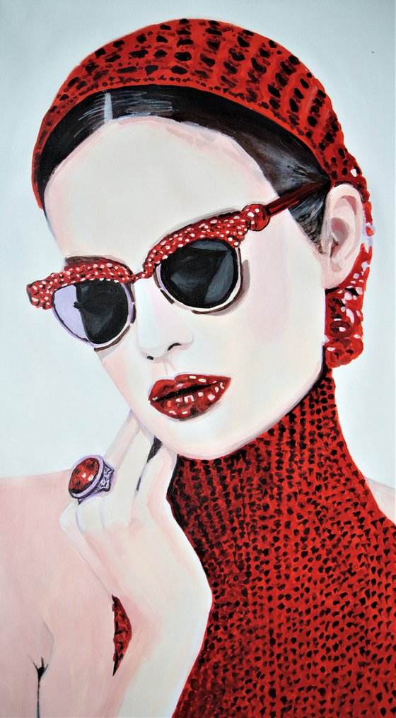 Girl with sunglasses / 90 x 50 x 2 cm