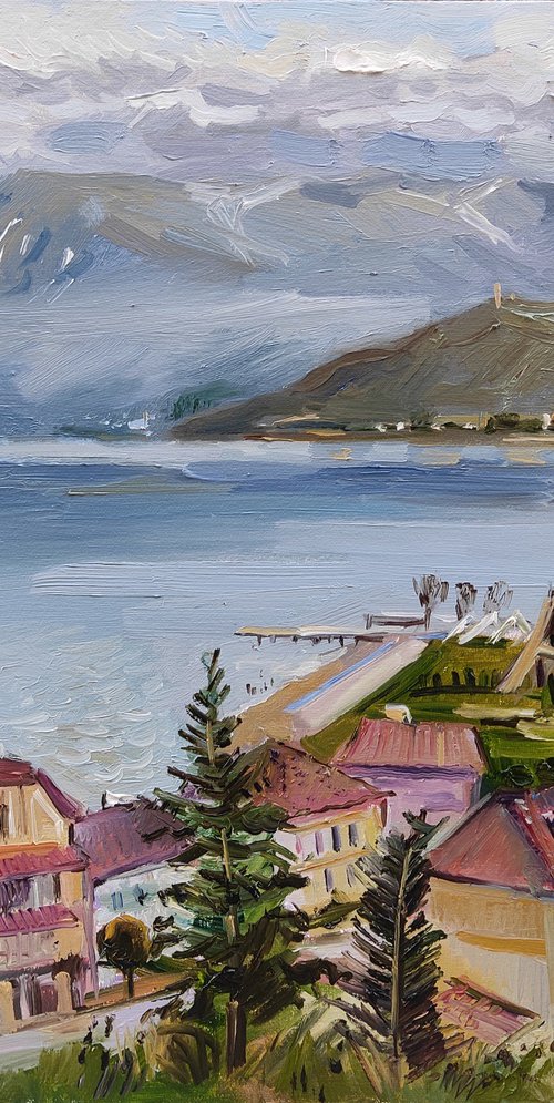 Pogradec from the hills around by Joan Mato