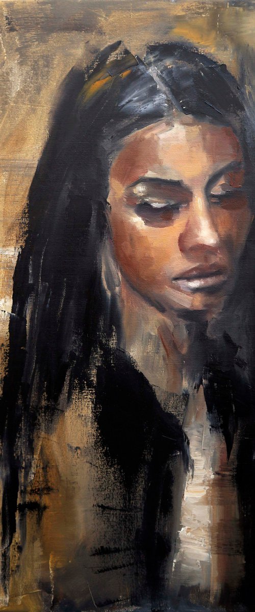 Abstract portrait of woman oil painting by Anna Lubchik