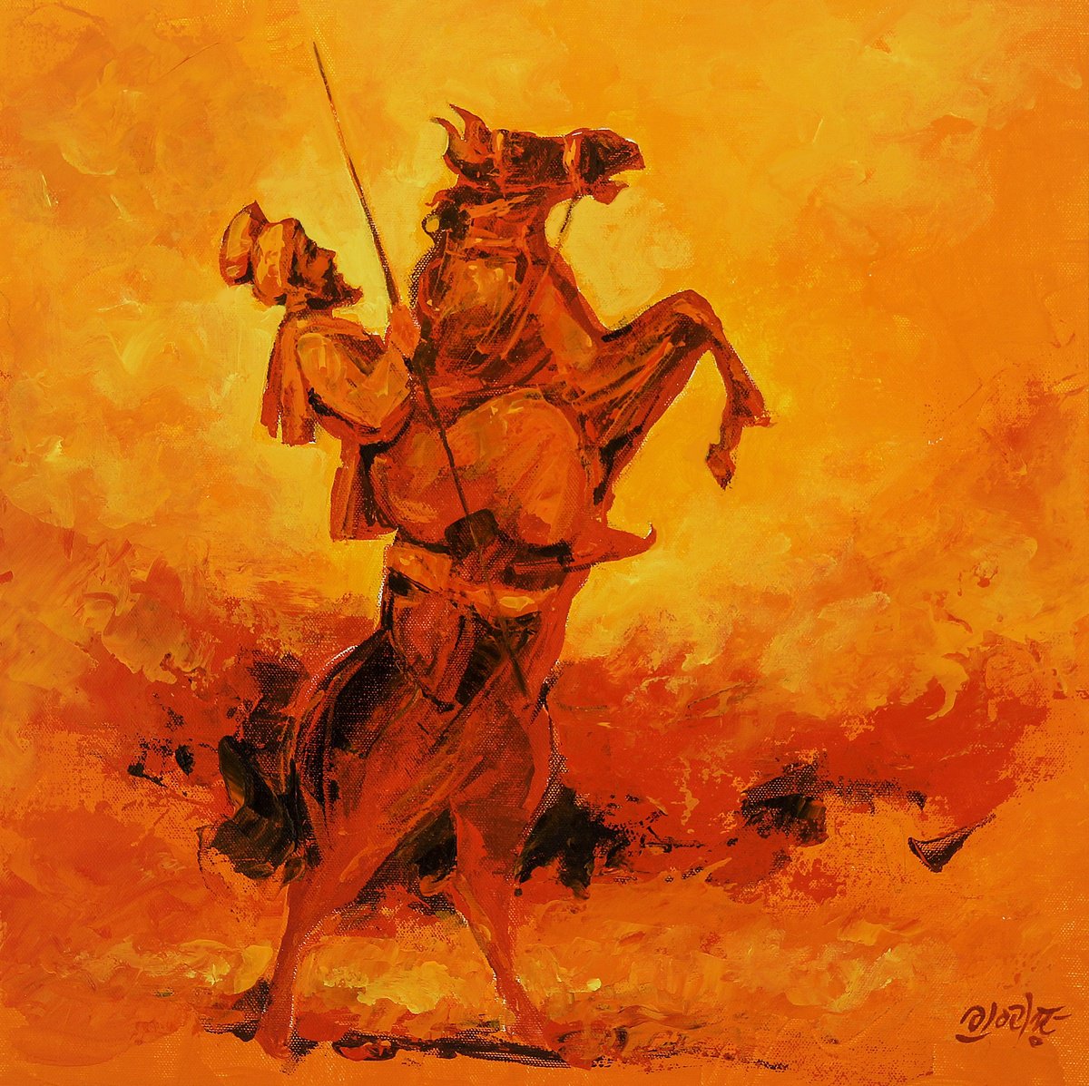 Urban And Pop Portrait Acrylic Painting By Artist Gurdish Pannu, 18 X 18, Punjabi Folk Artwork, Original Artwork