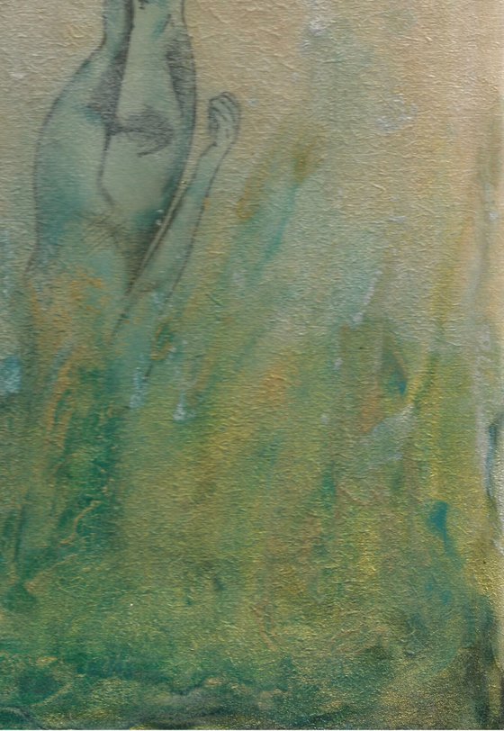 Final Dive (swan Dive) underwater Swimmer painting, the little mermaid collection